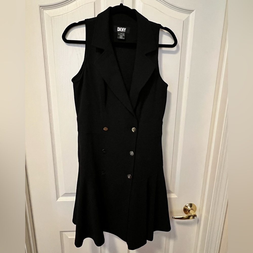 DKNY Black Double-Breasted Mini Dress